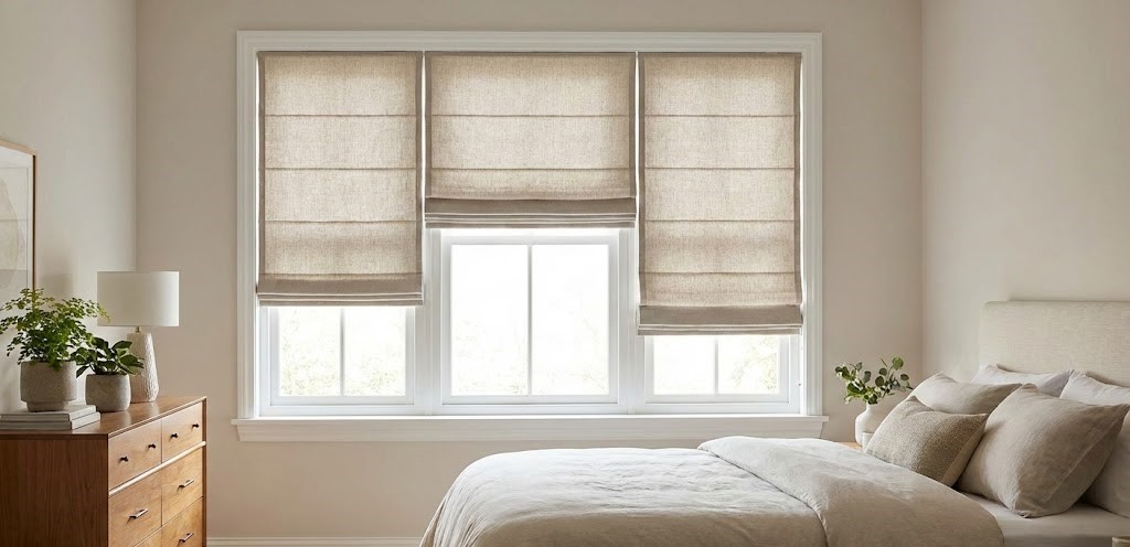 Romerska gardiner i sovrum