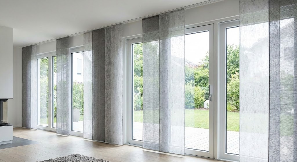 Panelgardiner i stora fönster